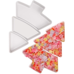 image:imageBeaupretty 2pcs Christmas Tree Serving Tray Platter Dry Fruits Snacks Plates Candy Container for Holiday WhiteWhite