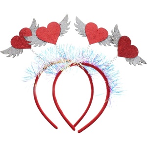 image:imageBeaupretty 2pcs Heart Shaped Headband Red Sequin Love Shaped Head Boppers Glitter Party Hair Accessoires for Holiday Festival Valentines Day Hair Hoops