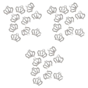 image:imageBeaupretty 30 pcs Accessory Rhinestones Diy Decoration Flatback Back Mini Jewelry Crafts Embellishments Shape Crowns Silver and Cellphone Present Metal Button Tiny MakingSilverx3pcs