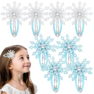 image:imageBeaupretty 4 Pairs Snowflake Hair Clips Glittery Snowflake Barrettes Teen Girls Hair Snap Clips Winter Theme Party Hair Accessories