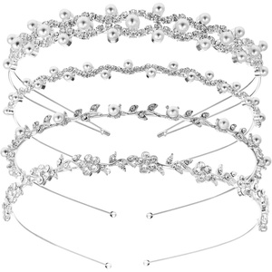 image:imageBeaupretty 4 Pieces Womens Wedding Crystal Bridal and Leaves Tiara Princess Crowns Wedding Headpieces Headdress