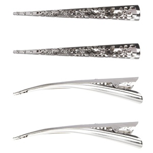 image:imageBeaupretty 4PCS Bill Hair Clips Long Hollow Style Metal Alligator Curl Clips Without Teeth Long Metal Hairclips Decorative Alligator Hair Accessories for Women Girls for Professional Salon amp Daily