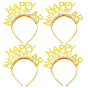 image:imageBeaupretty 4PCS Happy New Year Headband Glitter New Year Eve Party Favors for Holiday for Women Girls GoldenGolden