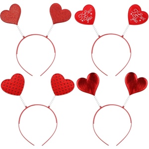 image:imageBeaupretty 4PCS Heart Headbands Red Sequin Headpiece Cupid Head Boppers Headbands Valentines Accessories for Party Props