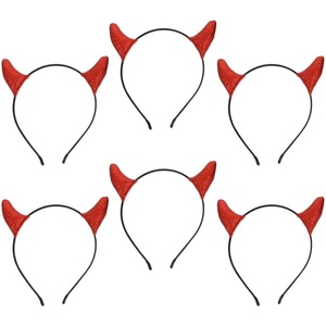 image:imageBeaupretty 6 Pcs Devil Horn Headbands Halloween Party Hairbands for Women and Girls Lightweight Plastic Costume Accessories