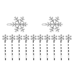 image:imageBeaupretty 6 Pieces Christmas Snowflake Hair Pins Rhinestone Snowflake Hair Clips Alloy Bobby Winter Hair Barrettes for Women Girls1 Count Pack of 12