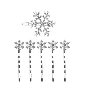 image:imageBeaupretty 6 Pieces Christmas Snowflake Hair Pins Rhinestone Snowflake Hair Clips Alloy Bobby Winter Hair Barrettes for Women Girls1 Count Pack of 6
