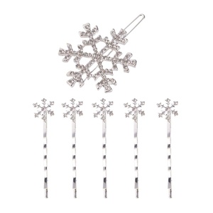 image:imageBeaupretty 6 Pieces Rhinestones Snowflake Hair Clips Winter Snowflake Hairpins Snowflake Bobby Pins Wedding Hair Clips Barrettes Christmas Hair Accessories for Women GirlsSilver