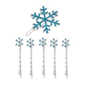 image:imageBeaupretty 6 Pieces Rhinestones Snowflake Hair Clips Winter Snowflake Hairpins Snowflake Bobby Pins Wedding Hair Clips Barrettes Christmas Hair Accessories for Women GirlsBlue