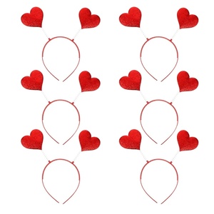 image:imageBeaupretty 6PCS Valentines Day Headband Heart Shaped Red Sequin Love shaped Boppers Hair Hoop Hair Clasp for Women Girls