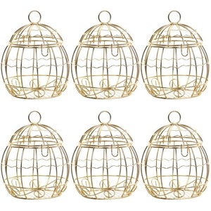 image:imageBeaupretty 6pcs Birdcage Shape Tinplate Candy Box Elegant Wedding Favor Containers for Sweets Treats and Decorative Hollow Chocolate Cases Golden FinishGolden