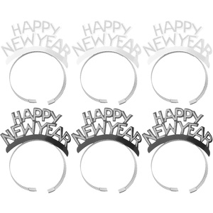 image:imageBeaupretty 6pcs Glitter Happy New Year Headbands Fashion Party Headwraps Accessories Random Colors New Year Eve Party Supplies