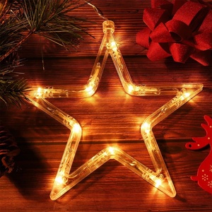 image:imageBeaupretty 8 LED Star Lights Christmas Hanging Window Lights with Suction Cup Battery Operated Xmas Lights for Indoor Bedroom Decoration Warm WhiteWarm White Light
