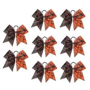 image:imageBeaupretty 8 Pcs Halloween Bow Knot Hair Ties Spider Web Hair Bands Stretchy Ponytail Holders for Girls Toddlers Kids