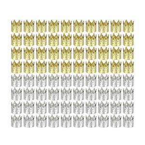 image:imageBeaupretty 80pcs Crown Hair Rings Hair Braids Dreadlock Beads Braid Cuffs Clip for Hair Extensions Silver and Golden Each 40pcs