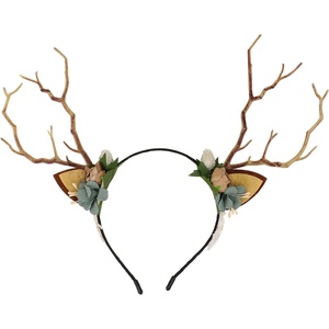 image:imageBeaupretty Antlers Headband Christmas Antler Flower Branches with Cat Ear Headpieces Party Decorations for Women