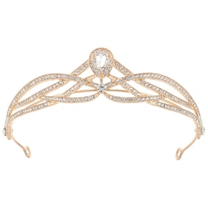 image:imageBeaupretty Baroque Crown Headband Wedding Bridal Crystal Crown Halloween Gemstone Tiara for Women Girls Supplies GoldenGolden