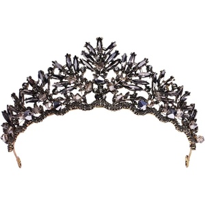 image:imageBeaupretty Baroque Queen Crown Crystal Wedding Crown for Women Gothic Baroque Crown Vintage Headband Luxury Headpiece for Wedding Prom Halloween CostumeBlack