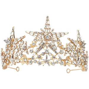 image:imageBeaupretty Bridal Crown Crystal Tiara Crowns Star Rhinestones Headband Princess Crown Women Rhinstone Headbands Bridal Wedding Prom Birthday Party Headpiece Golden