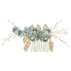 image:imageBeaupretty Bridal Hair Pieces Wedding Hair Comb Pearl Crystal Decor Clip Pin Rhinestone Flower Wedding Hair Accessories for Bride Bridesmaid GreenGreen