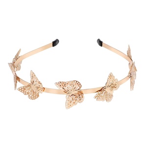 image:imageBeaupretty Butterfly Headband Butterfly Hollow Metal Headband Alloy Tiara Headpiece Vintage Bridal Wedding Crown for Women Girls Gold