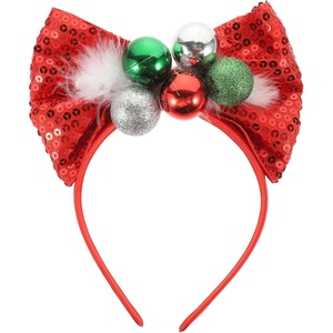 image:imageBeaupretty Christmas Bow Headband Sequins Xmas Ball Headpiece Party Headwear Accessory for Women Girls