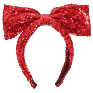 image:imageBeaupretty Christmas Headband Big Bow Headpiece Sequin Xmas Holiday Party Hair Hoop for Women Girls RedRed