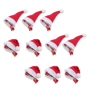 image:imageBeaupretty Christmas Mini Santa Hat Hair Clips 10pcs Cute Mini Red Santa Hat Hair Grips Barrettes Party Clip Accessories Alligator Clips for Kids Girls