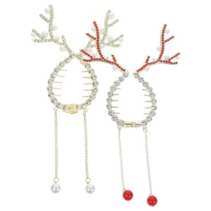 image:imageBeaupretty Christmas Reindeer Ponytail Bun Holders 2pcs Metal Banana Clips Decorative Hair Claw for High Ponytail Xmas Hair Jaw Barrettes Styling Accessories for Women Girls