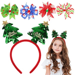 image:imageBeaupretty Christmas Tree Headband Christmas Hair Bows Alligator Clips Hair Accessories Party Supplies