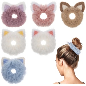 image:imageBeaupretty Corbatas Para Nios 6Pcs Girl Scrunchy Hair Tie Ponytail Holder Cat Ear Scrunchies Elastic Hair Band Kids Hair Ties Assorted Color