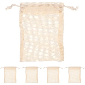image:imageBeaupretty Cotton Soap Bags 5Pack Reusable Drawstring Soap Pouches for Shower and Travel with Exfoliating Mesh for Body Cleansing and Storage