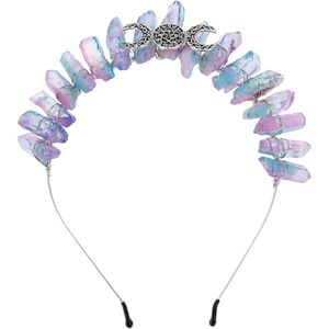 image:imageBeaupretty Crystal Quartz Crown Headband Rhinestone Tiara Hair Band with Metal Moon Headdress Mermaid Hair Accessories for Women Girls