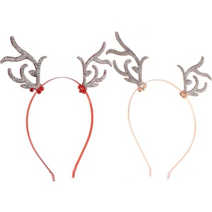 image:imageBeaupretty Deer Antlers Headband 2pcs Rhinestone Reindeer Headband Christmas Elk Hair Hoop Glitter Xmas Headwear Party Cosplay Headpiece