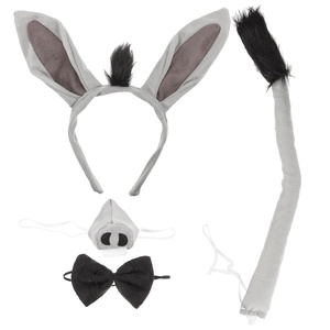 image:imageBeaupretty Donkey Costume Set Donkey Headband Bowtie Tail Nose Costume Kit Halloween Cartoon Animal Cosplay Props Party SetAs Shown