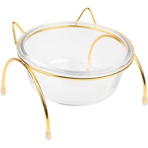 image:imageBeaupretty Elevated Glass Cat Food Bowl with Tilted Raised Stand Single Pet Bowl for Indoor Cats and Dogs Feeding