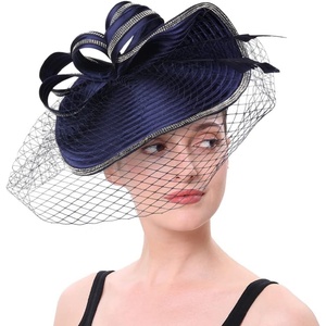 image:imageBeaupretty Fascinators Hat Headband  Fascinators Headpiece Fascinators Hat for Women Girls Veil Mesh Headband Tea Party HatNavy