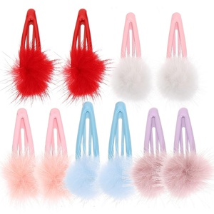 image:imageBeaupretty Girls Hair Accessories Colorful Fur Pompom Ball Clips Alligator Barrettes for Women amp Girls