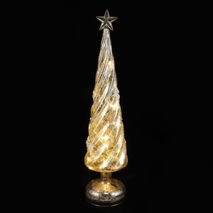 image:imageBeaupretty Glass Christmas Tree Tabletop Decor Lighted Table Top Tree with Fairy Lights Decorative Night Lamp for Xmas Holiday Table Centerpiece Mantel Window Decor No Battery