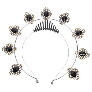image:imageBeaupretty Goddess Halo Crown Halo Headband Rhinestone Tiaras and Crowns Halloween Costume Headpiece for Women BlackBlack