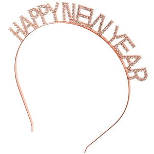 image:imageBeaupretty HAPPY NEW YEAR Headband Christmas Eve Crystal Headpieces Rhinestone Holiday Party Hair Accessory SilverRose Gold