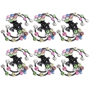 image:imageBeaupretty Hair Clip 6 Pieces Flower Hair Claw Clips Mini Rhinestone Plum Blossom Hair Clips for Women and GirlsColorful