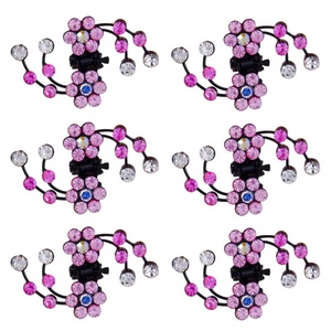image:imageBeaupretty Hair Clip 6 Pieces Flower Hair Claw Clips Mini Rhinestone Plum Blossom Hair Clips for Women and GirlsPink