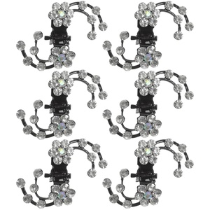 image:imageBeaupretty Hair Clip 6 Pieces Flower Hair Claw Clips Mini Rhinestone Plum Blossom Hair Clips for Women and GirlsWhite