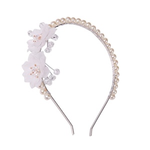 image:imageBeaupretty Hairband  White Flower Headband for Women Faux Pearl Headband for Weddings and Parties Hair Ornament for Special Occasions Adjustable Headband for Girls and Women One Size
