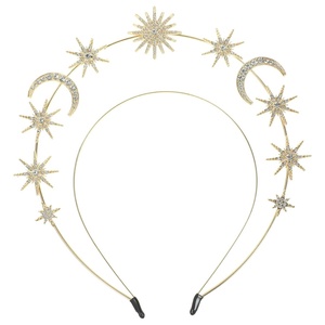 image:imageBeaupretty Halo Crown Headband Goddess Headpiece Star And Moon Headpiece Double Wire Headband Headdress for Womens Halloween Costume PartySilverGolden