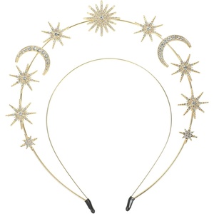 image:imageBeaupretty Halo Crown Star And Moon Headband Goddess Headpiece Wedding Bridal Tiaras for Women Girls GoldenGolden