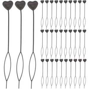 image:imageBeaupretty HeartShaped Hair Braid Styling Tool Clip for Ponytail Braids Hair Accessories with Pull Needles for Ballet Party and Everyday Use 834X098X023In1 Count Pack of 50
