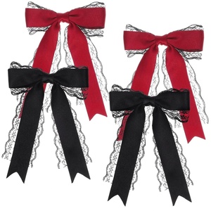 image:imageBeaupretty Lace Hair Bows for Women 4Pcs Large Bow Hair Clips with Long Tails Elegant Accessories for Wedding Party Daily Styling