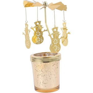 image:imageBeaupretty Metal Rotating Candle Holder with Carousel Candles Christmas Candle Holder Tea Light Holder Carousel Charms for Xmas Wedding Desktop Fireplace DecorGolden 2